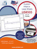 US8505 - 12'' x 4'' - 2 up label on a 11'' x 17'' sheet.