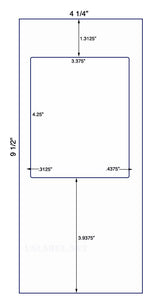 US9509 - 3.375'' x 4.25'' Label on 9 1/2'' x 4 1/4'' sheet.