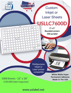 USLLC7600D-150 up 1" x 1" Rd. Cr. on a 12'' x 18'' sheet.