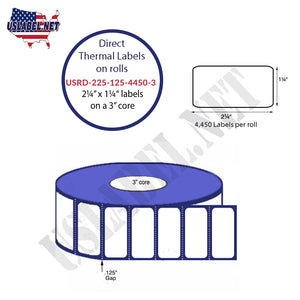 2.25'' x 1.25'' Direct Thermal Labels on a 3'' Core - 8'' OD