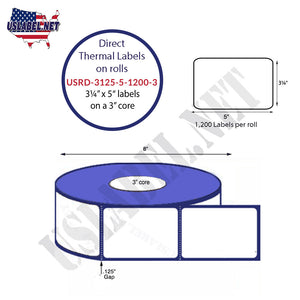 3.125'' x 5'' Direct Thermal Labels on a 3'' Core - 8'' OD