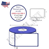 4'' x 6.5'' Direct Thermal Labels on a 3'' Core - 8'' OD