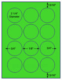 US4199 - 2 1/4'' circle 12 up on a 8 1/2" x 11" label sheet