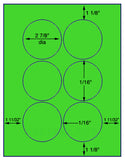 US4178-2 7/8'' Circle 6 up on a 8 1/2" x 11" label sheet.