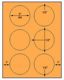 US4179-3''Circle-6 up on a 8 1/2" x 11" label sheet.