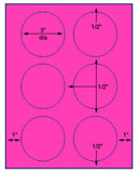 US4179-3''Circle-6 up on a 8 1/2" x 11" label sheet.