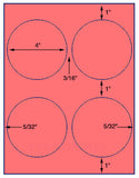 US4167-4''circle 4 up on a 8 1/2" x 11" label sheet.