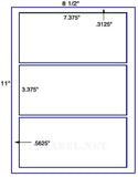 US1288 - 7.375 '' x 3 .375'' - 3 up on a 8 1/2" x 11" label sheet.