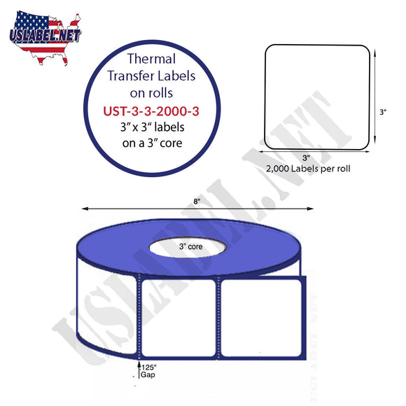 3'' x 3'' Thermal Transfer Labels on a 3 '' Core — 8 '' OD