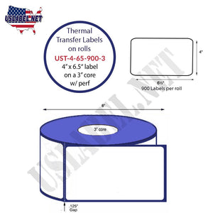 4'' x 6.5'' Thermal Transfer Labels on a 3 '' Core — 8 '' OD