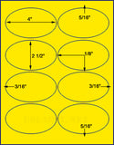 US4319-4''x2 1/2''Oval 8 up on a 8 1/2"x11" label sheet.