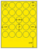 US4265-1 1/2''circle 25 up on a 8 1/2" x 11" label sheet.